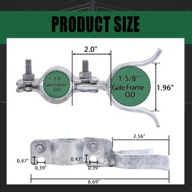 1-3/8" x 1-5/8"Chain Link Fence Fork Latch, KINNAN Gate Fork Latch with Padlock Hole, Galvanized Fence Latch Lock to Gate Post,Bolts & Nuts Included