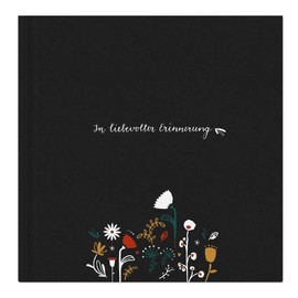 Condolence Book for Funeral Service – In Loving Memory – High-Quality Design in Black with Flowers, Memorial Book for Condolence Condolence Condolence Memorials, Sturdy Cover, 100 Pages, Blank, 21 x