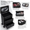 Leather Rolling Makeup Train Case with Wheels 2 Drawers Professional