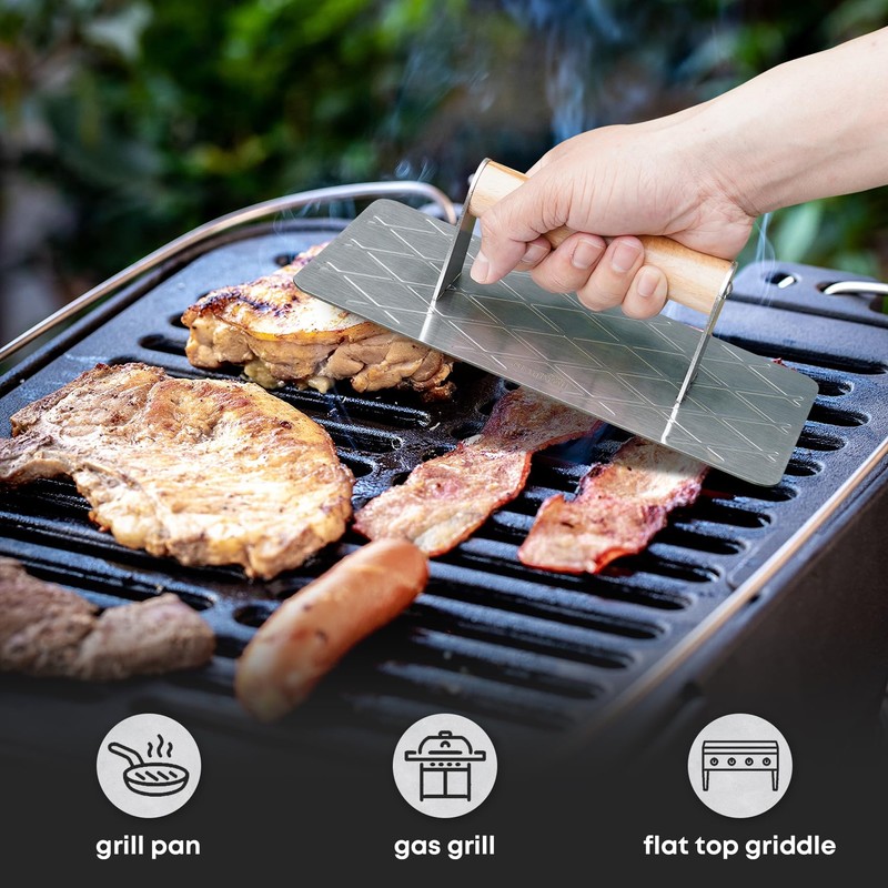 Stanbroil Stainless Steel Bacon Press for Griddle, 9” x 4.5”Rectangular