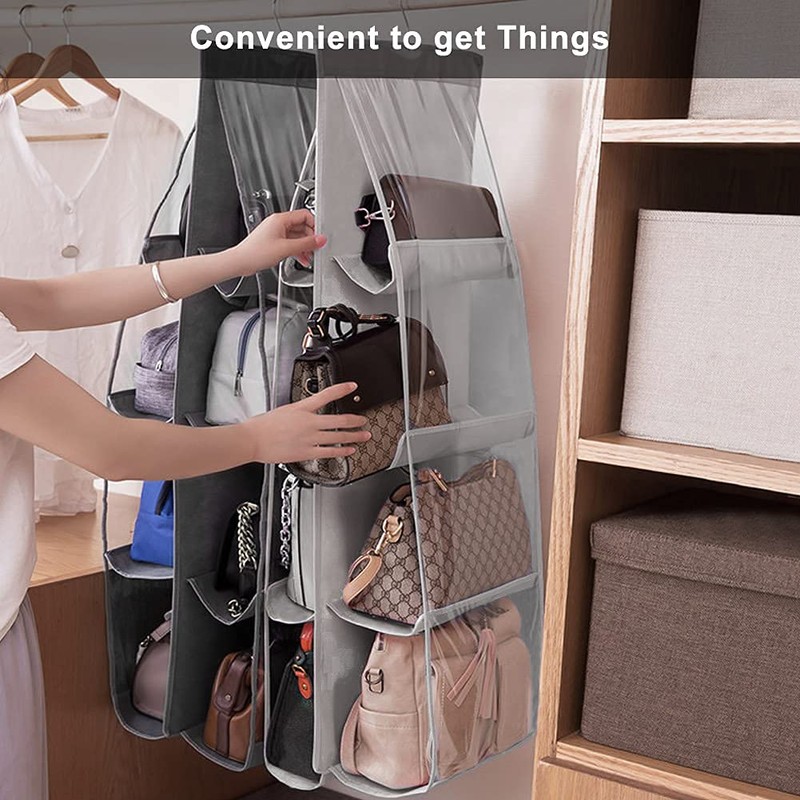 Lirex 2-Pack Handbag Hanging Purse Organizer for Closet, 8 Pocket