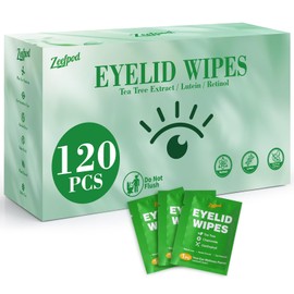 120PCS Tea Tree Oil Eyelid Wipes – Individually Wrapped Eye Lid Cleaning Wipes，Soothing For Sensitive Eyes, Stay Hydrated Lid Wipe