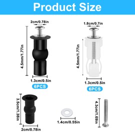 Toilet Seat Attachment from the Top, Universal Toilet Seat Replacement Parts, Toilet Seat Mounting Bolts, Pack of 12