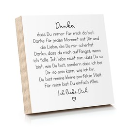 ARTFAVES Wooden Picture with Saying "Danke, dass Du immer für mich da bist" Decorative Gift on the Theme of Gratitude, Friendship, Love, Family, Size: 14.8 x 14.8 cm