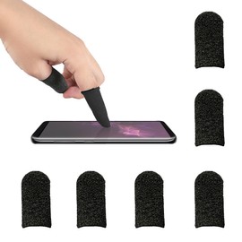 WELLYUK 6 Pack Finger Sleeves for Mobile Phone Gaming, 0.3mm Silver Fiber, Anti-Sweat, Breathable & Sensitve Thumb Finger Gloves Compatible with All Touchscreen Devices