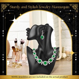 Flexzion Jewelry Bust Display Stand - Black Resin Mannequin Earring Stand for Selling & Displaying - Necklace Bust Display Holder for Show, Boutique, Small Business & Retail