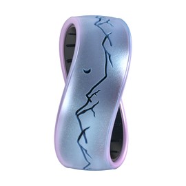 Enso Rings Etched Classic Silicone Rings - Comfortable and Flexible Design - 8mm Wide, 2.16 Thick - Nightfall - Moonstone/Black Pearl - Size 6