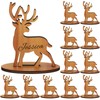 12 Pcs Christmas Groovy Reindeer Place Name Settings Wooden Table