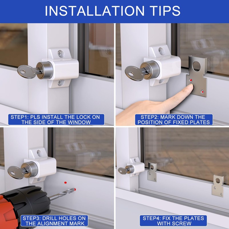 2 Pcs Sliding Door Window Locks, Window Locks for Horizontal