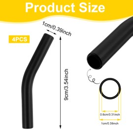 4PCS Silicone Straw Tips Food Grade Rubber Metal Straws Tips Only Fit for 1/3 Inch Wide(8MM Outdiameter) Stainless Steel Straw Covers Replacement Flex Elbow Silicone Straws Covers Reusable -Black