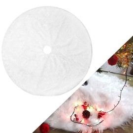 WELLXUNK® Plush Christmas Tree Skirt, Christmas Tree Carpet, Christmas Tree Base Floor Mat, White Plush Fabrics Tree Mat, For Merry Christmas Home Decorations Christmas Tree Decoration (White)