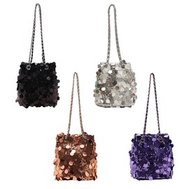 Sequin Shopper Tote Bag Shoulder Bag Shiny Clutch Small Women's Wallet Shoulder Bag Synthetic Bag Glitter Purse Glitter Ball Party Bucket Bag (Purple