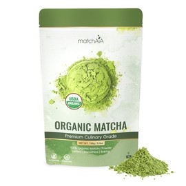 MatchAiA USDA-Certified Organic Matcha, 100% Pure Green Tea Powder, Premium Culinary Grade for Lattes, Smoothies, Desserts and Baking, Sugar Free, Gluten Free (150g / 5.3oz Pouch)