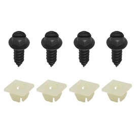 Vkinman 4-Pack License Plate Screw Kit for Front & Rear Plates Domestic Vehicles Black Stainless Steel Screws for License Plates