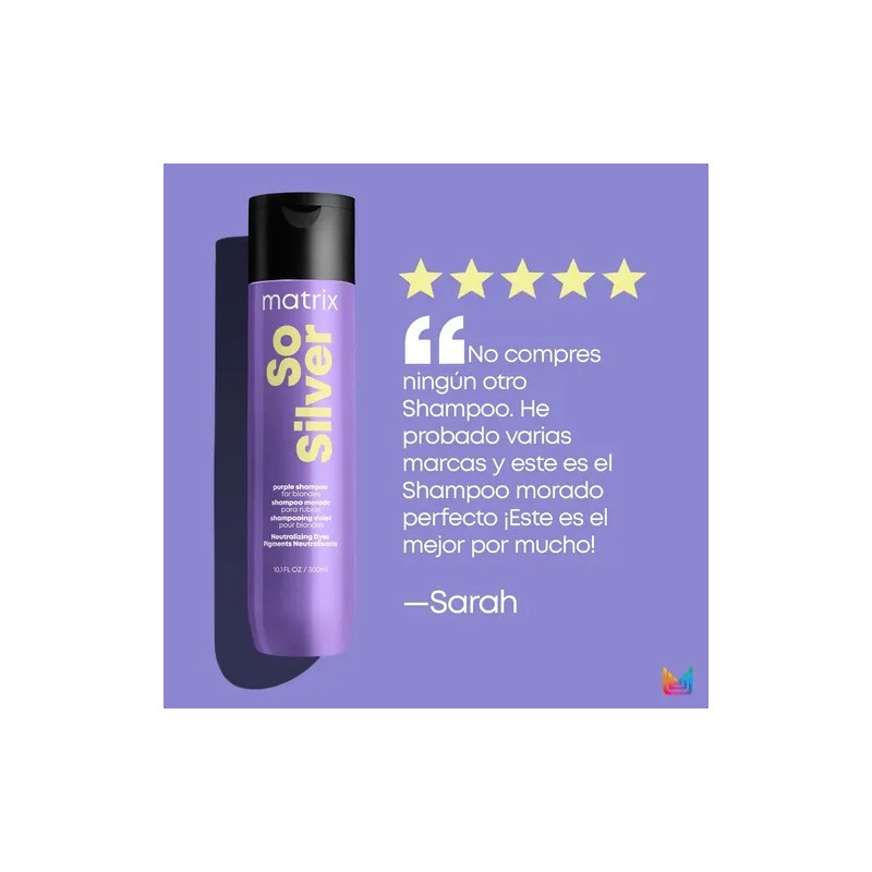 Shampoo Morado Matrix So Silver Para Cabellos Rubios 300 Ml