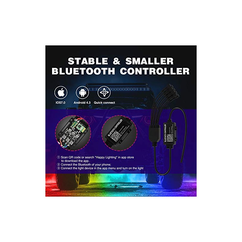 Nilight Kit de 8 Luces LED RGB Rock RL07H, Multicolor,