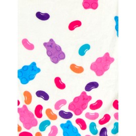 iscream Big Girls Candy Print Silky Soft Plush Shorts - Jelly Bears, Small (6/8)