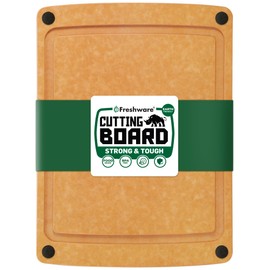 Freshware Wood Cutting Board for Kitchen, Juice Groove, Non-Slip Silicone Feet, Dishwasher Safe, 2X Large, 20" x 14", Natural