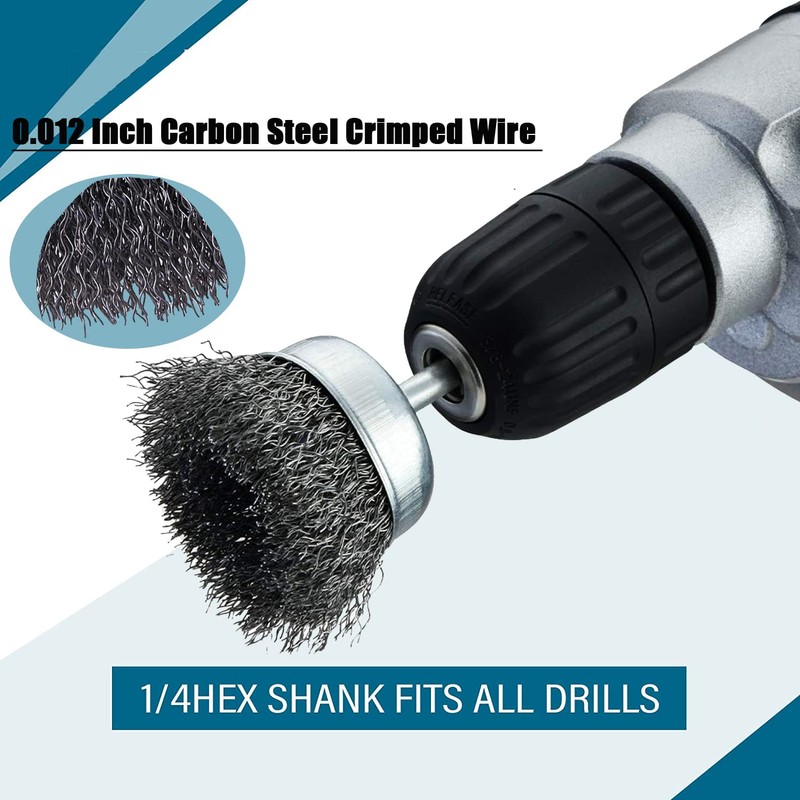 WENORA 5 Pack Wire Cup Brush for Drill, Wire Brush
