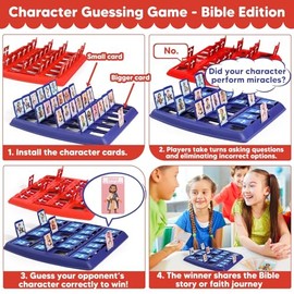 Garybank Guess Bible Who Am I Games for Kids, 24 Holy Bible Characters with Life Story & Verse Cards, Bible Trivia Study Supplies for Sunday School, Youth Group & Teens, Christian Catholic Gifts