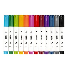 Ideen mit Herz Textile Markers | Fabric Paint Pens | Fabric Markers | Machine Washable | With Fine, Thin Tip | Water Based | Airbrush Pen | Pack of 12