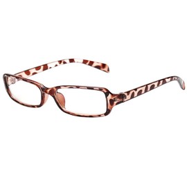 FancyG® Vintage Inspired Classic Retro Style Rectangle Shape UV Protection Blue Tint Glasses Frame Clear Lens Eyewear - Leopard