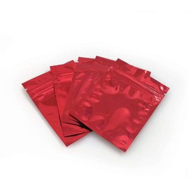 100 Pieces Mylar Foil Ziplock Bag Sample Pouch Self Sealing Double-Sided Color Flat Ziplock Bags Food Grade Storage Vacuum Sealer Perfect for Cosmetic Tea Powder Sample Giveaway 8.5x13cm (Red)