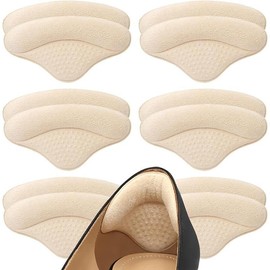 6 Pairs Heel Pads Heel Grips Liner for Loose Shoes, Heel Cushion Pads Heel Inserts for Shoe Too Big Men Women- Ultra Soothing Heel Protectors for Heel Pain, Heel Slipping, Blisters, Friction - Color: Beige