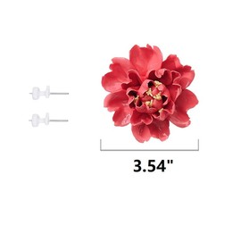 AMERRY Ceramic Wall Flower Decor Artificial 3D Flower Wall Art，Handmade 3D Wall Art Hanging Sculpture， Porcelain Flower Wall Décor (Red,Crape Myrtle,3.54")