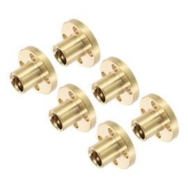 MECCANIXITY T8 Lead Screw Trapezoidal Nut Round 2mm Pitch 8mm Lead for 3D Printer Brass Tone Pack of 6