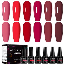 MTSSII Gel Nail Polish Set 6 Colors Burgundy Red Dark Red Cherry Wine Red Gel Polish Kit UV LED Soak Off Nail Polish Home Manicure Nail Salon Varnish