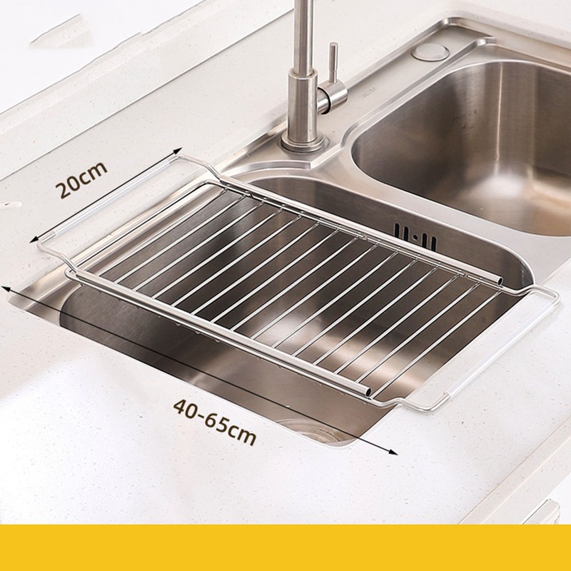 Telescopic Sink Storage Rack Stainless Steel Expandable Kitchen Sink Organizer