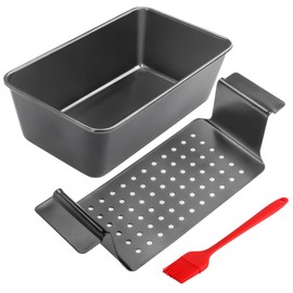 Cyimi Meatloaf Pan with Drain Tray, Nonstick Baking Loaf Pan with Insert 9 x 5 Inches Loaf Pans for Baking Bread and Meat, 2-Piece Set, Black