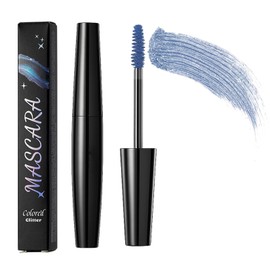 Blue Glitter Mascara with Metal Wand - Long-Lasting Waterproof & Smudge-Proof Sparkling Lash Makeup for Evening Wear, Creative Looks & Sensitive Eyes, Bold Colour & Shimmer Effect
