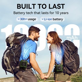 Ventilador de cintura con linterna, ventilador personal, portátil, recargable por USB, ventilador de trabajo con clip de cintura, ventilador de trabajo sin manos, 10000 mAh, ventilador de