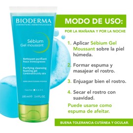 Bioderma Sbium Gel Moussant Facial, Limpia y Purifica Piel Mixta, 100ml                                                                               