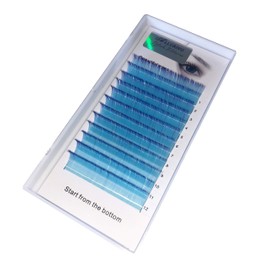 Alluring Mixed Size Color Lashes for Volume Eyelash Extenions C .07mm thickness (C .07x14mm, Light Blue w/Dark Blue Tips)