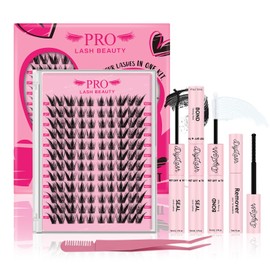 Lash Clusters Kit Eyelash Clusters Bunny Eye Cluster Eyelash Extensions Wispy Eyelash Extension Kit Individual Lashes with Bond, Remover, Applicator Natural Look