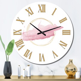 Designart 'Zen Circle With Pink Cloud' Modern wall clock - 36 in. high, 36 In. Wide