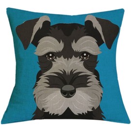 The Beach Stop Decorative Miniature Schnauzer Dog Scatter Cushion Cover | Home Decor Gift Idea | 45x45cm 18x18” | Blue
