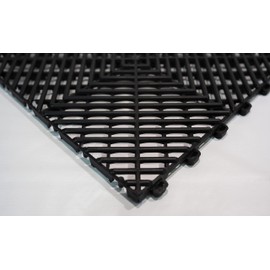 Boss Detail Modular Garage Flooring Tile - Interlocking Soft PVC, 12''x12'' Pool Patio Floor, Interlocking Drainage Mats Outdoor Indoor (5, Black) TL05