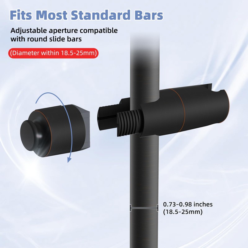 Hibbent Adjustable Shower Head Holder for Slide Bar, Universal 18.5-25mm
