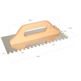 KOTARBAU® Stainless Steel 280 x 130 mm Trowel 8 x 8 mm with Wooden Handle