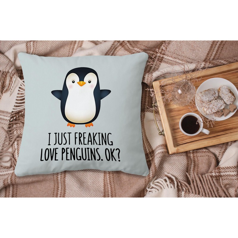 Voatok Funny Penguin Love Decorative Throw Pillow Case, 18 x