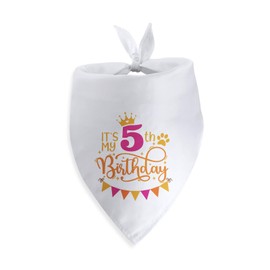 It's My 5th Birthday Dog Bandana Happy 5th Birthday Pet Triangle Scarf for Large Medium Small Dogs Five Years Old Gifts Photo Prop Pet Scarf Accessories Christmas Puppy Gifts