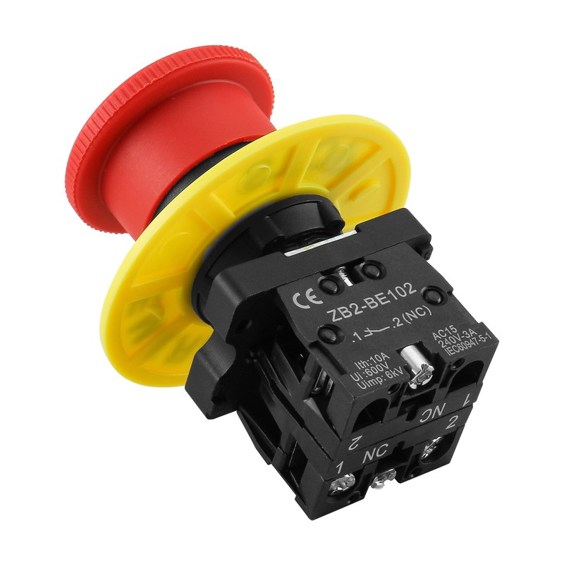 Baomain 22mm Push Button Switch 2NC N/C Red Mushroom Emergency