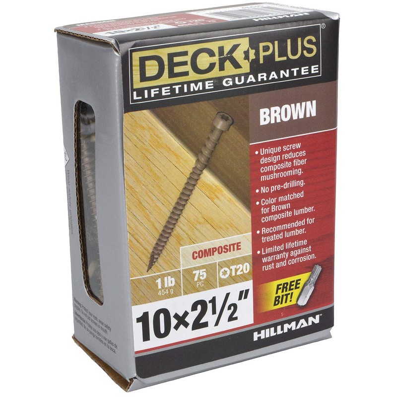 HILLMAN FASTENERS 48445 Deck Screws, Brown, 75 Piece