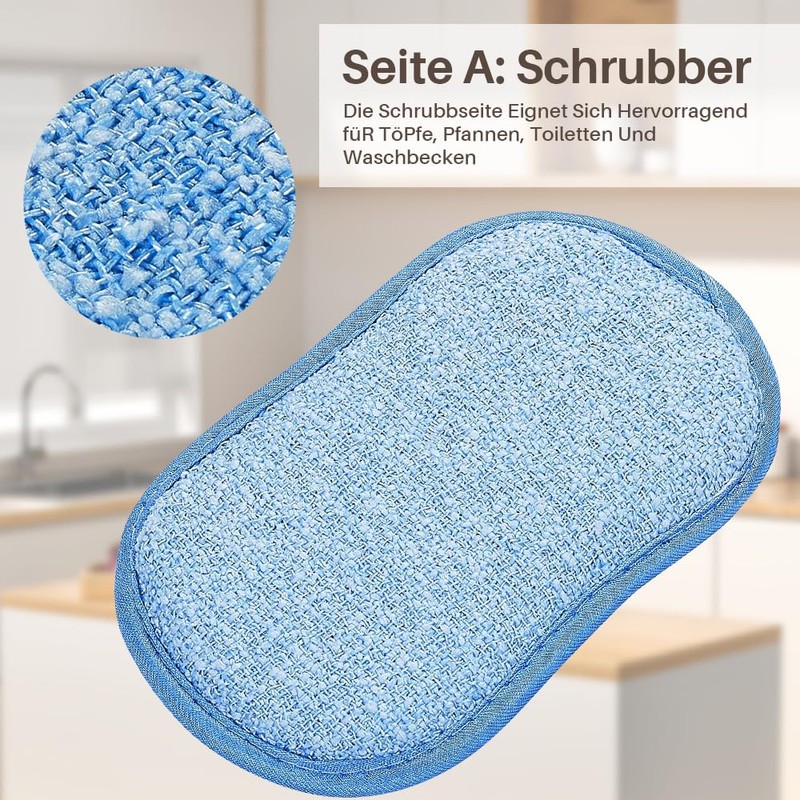 Mis.Moon Pack of 10 Kitchen Sponge Cleaning Sponge, Double-Sided Microfibre