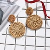 Rattan Earrings for Women Handmade Lightweight Wicker Straw Stud Earrings