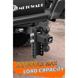 METOWARE Adjustable Trailer Hitch - Heavy Duty Tow Hitch Fits 2 Inch Receiver - Drop Hitch with 6-Inch Drop/Rise for Truck (22,000 LBS GTW), Double Stainless Steel Hitch Locks & Hitch Pin